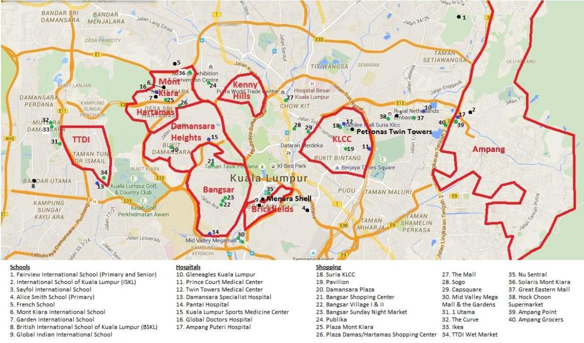 吉隆坡区域地图