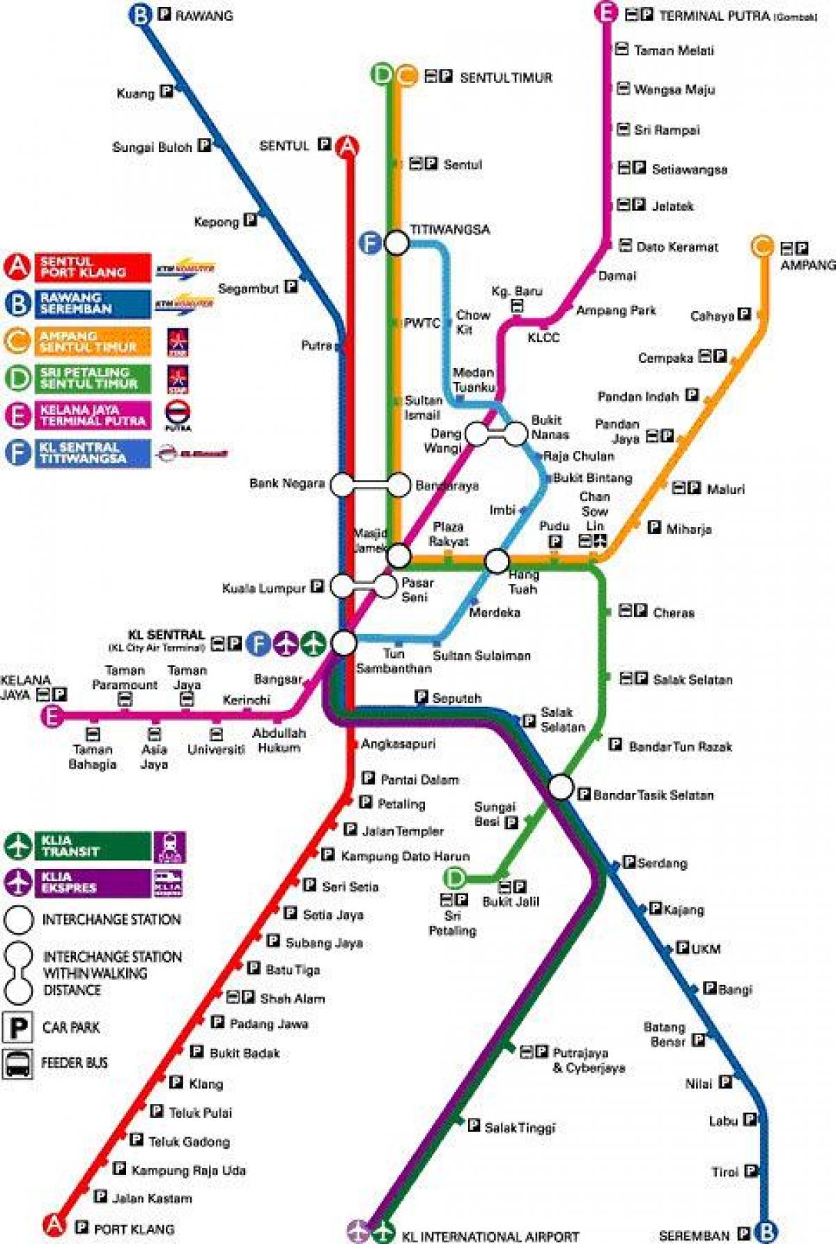 吉隆坡表达路线的地图