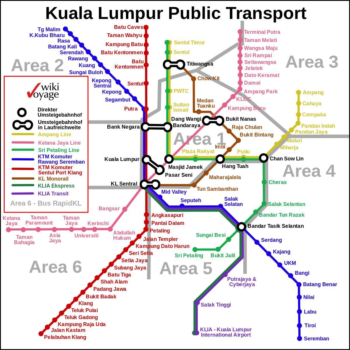 公共运输吉隆坡的地图