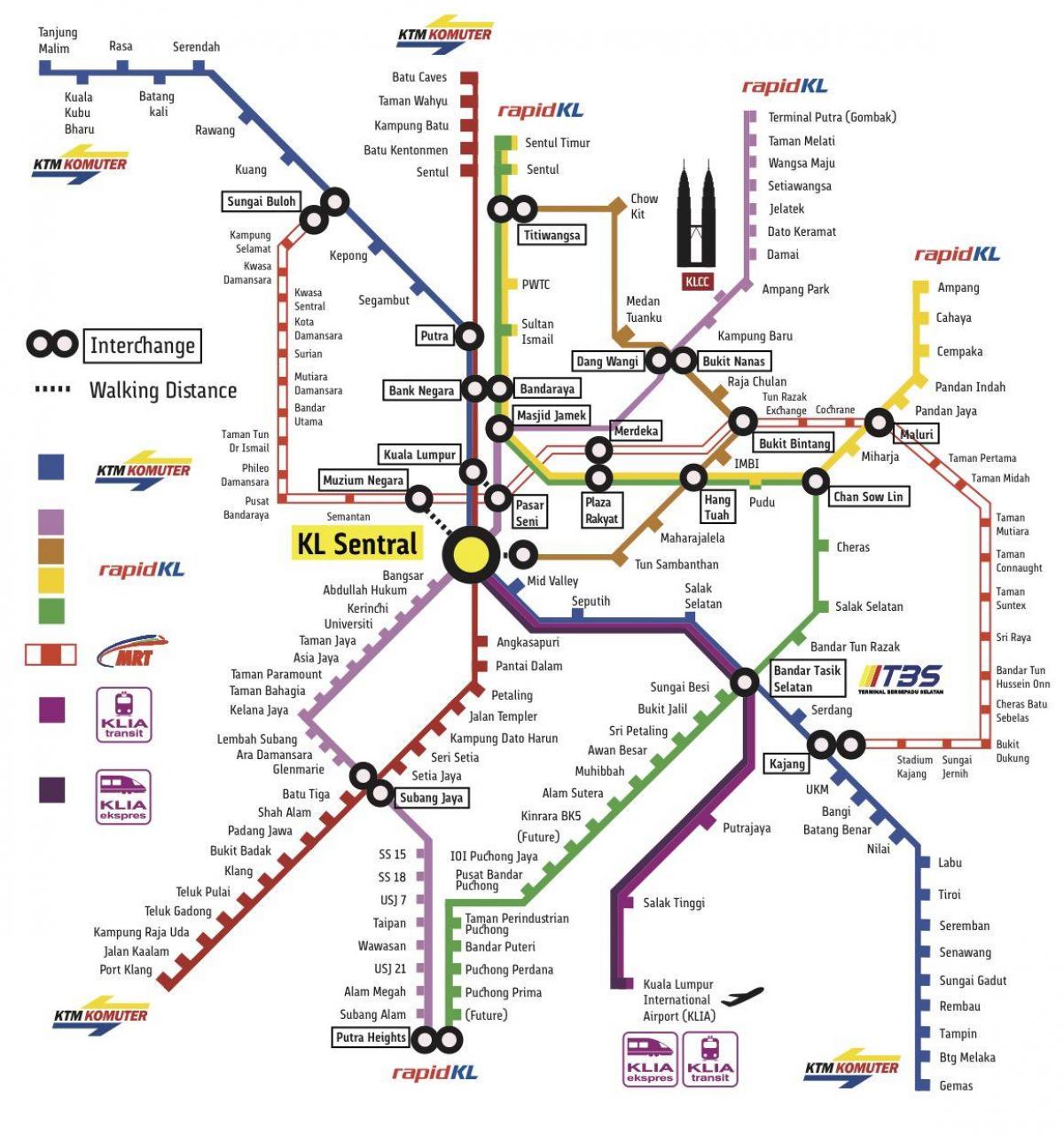 吉隆坡的运输地图