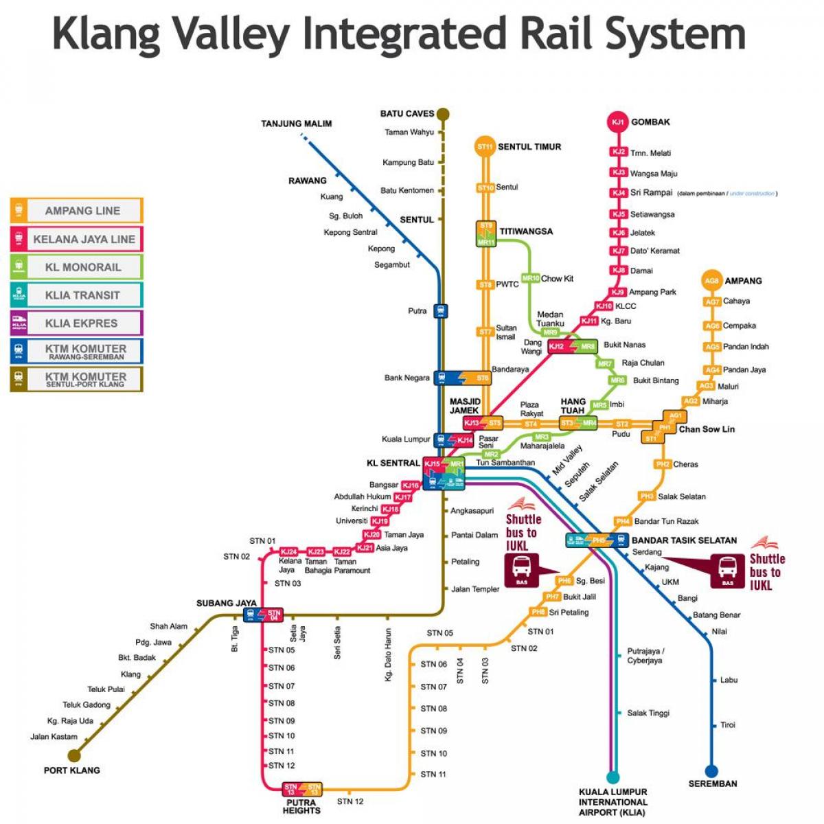 吉隆坡的综合铁路地图