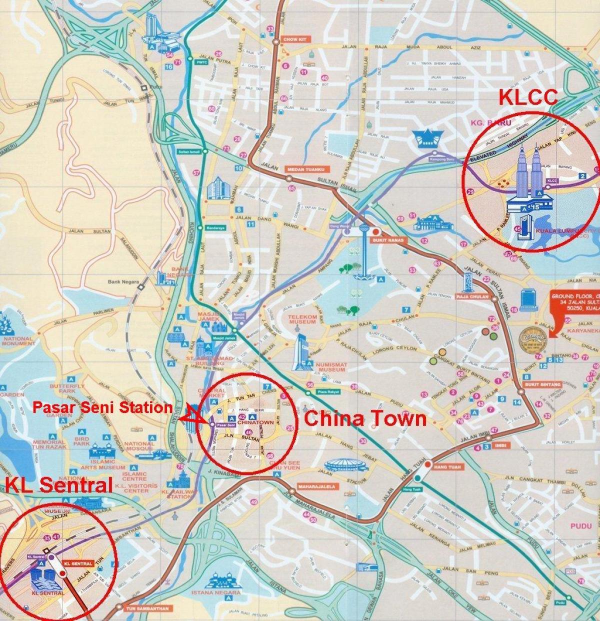 唐人街在吉隆坡的地图