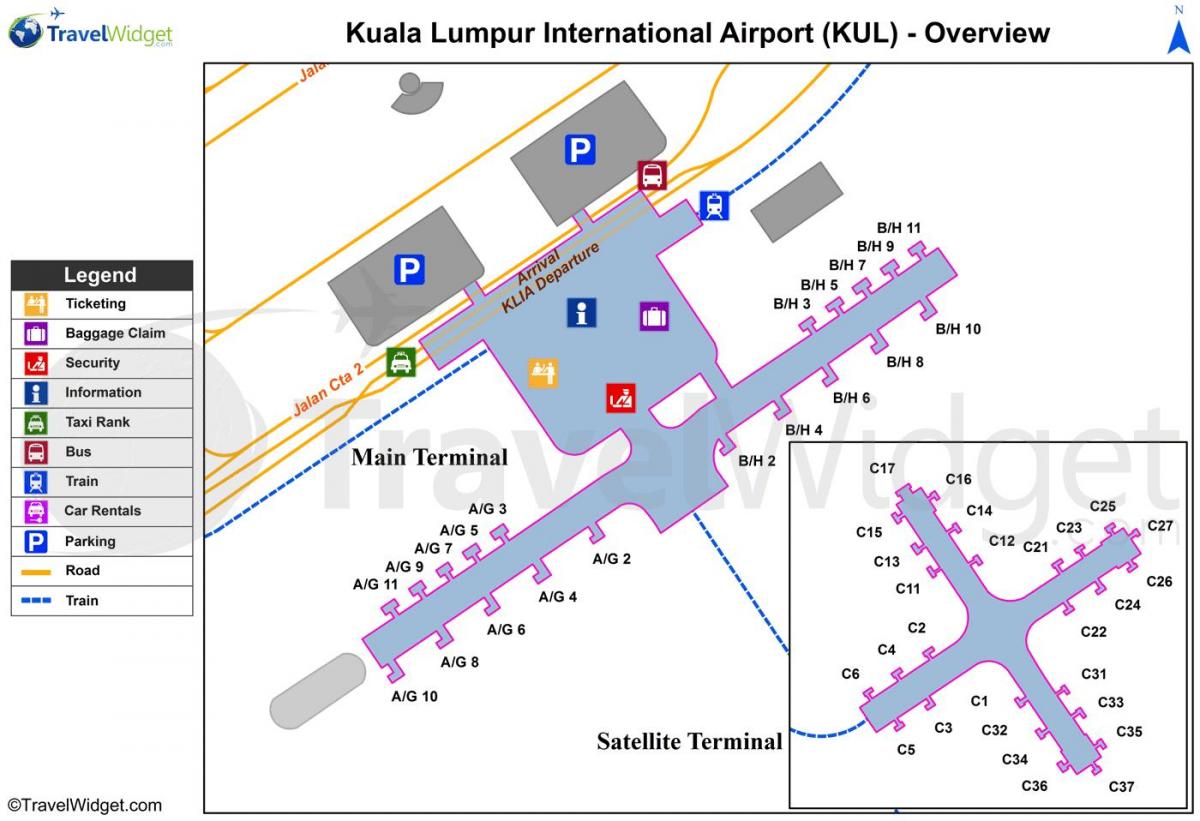 吉隆坡机场主要终端的地图