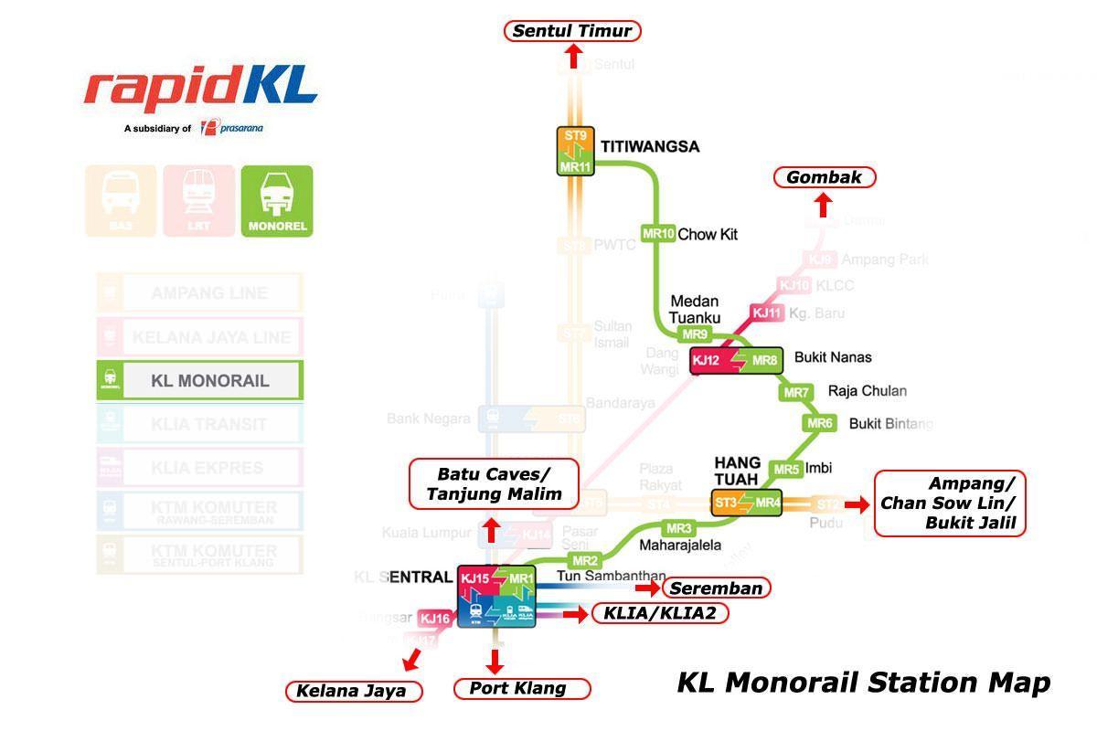 马来西亚的火车线地图
