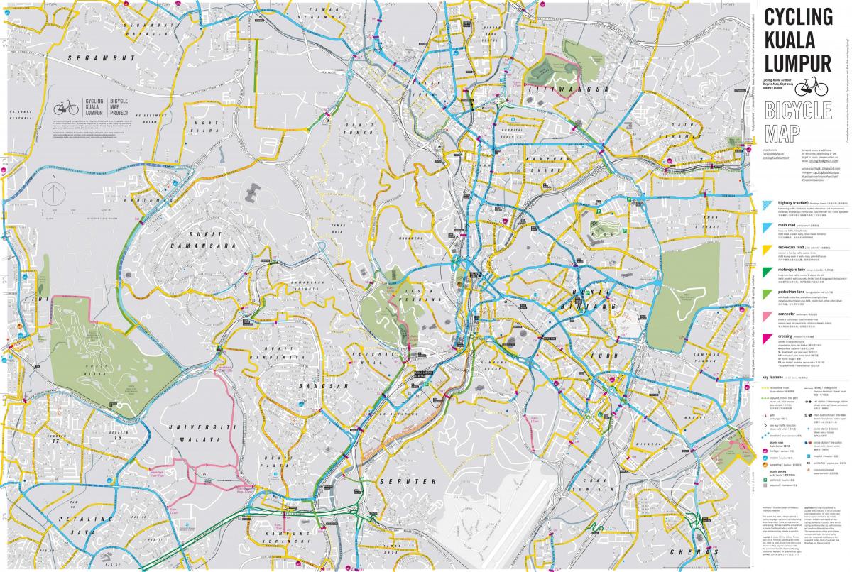 地图上骑自行车的吉隆坡的自行车