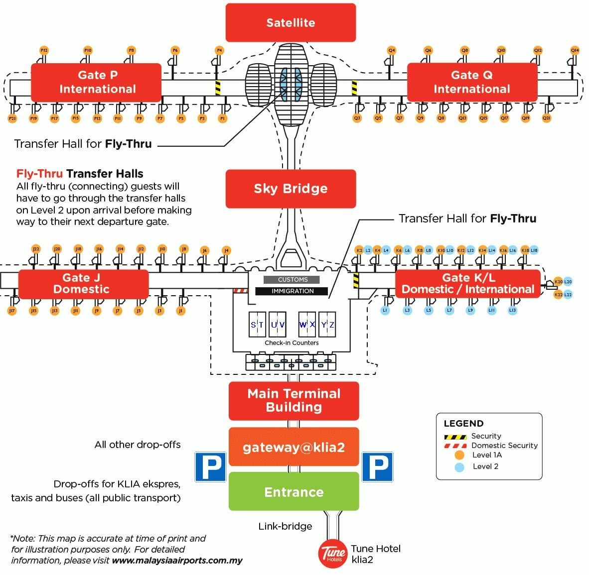 klia2检查柜台的地图