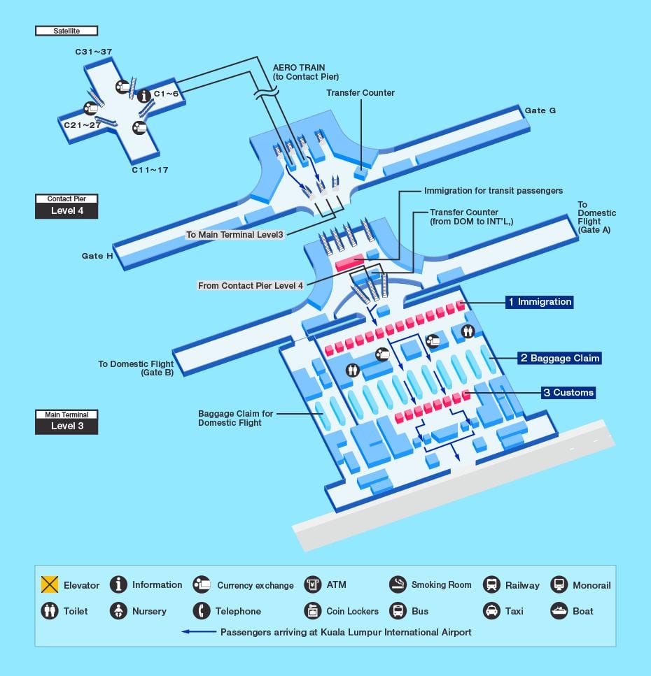 吉隆坡国际机场终端的地图