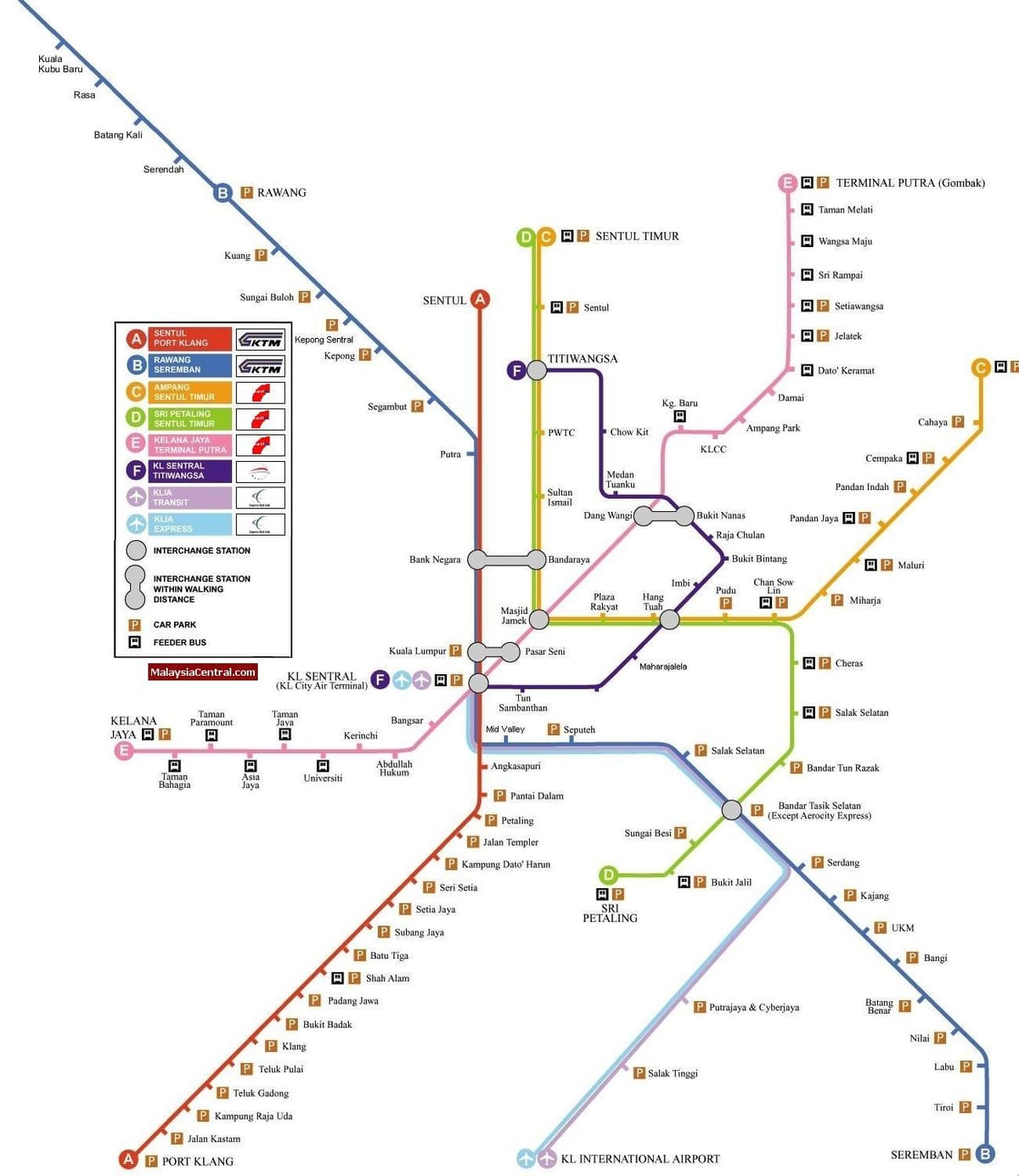 吉隆坡的轻轨的地图