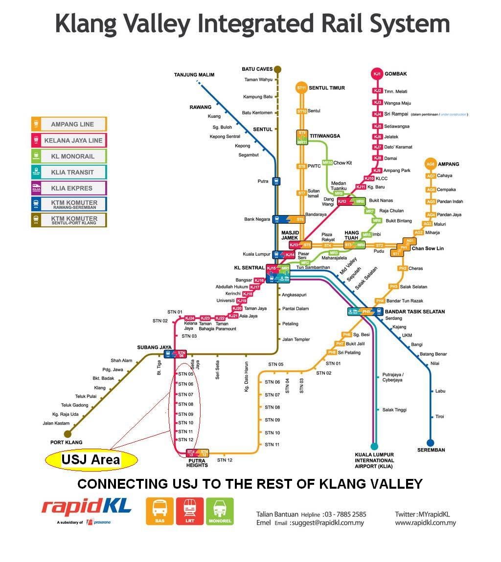 subang jaya轻铁路线图