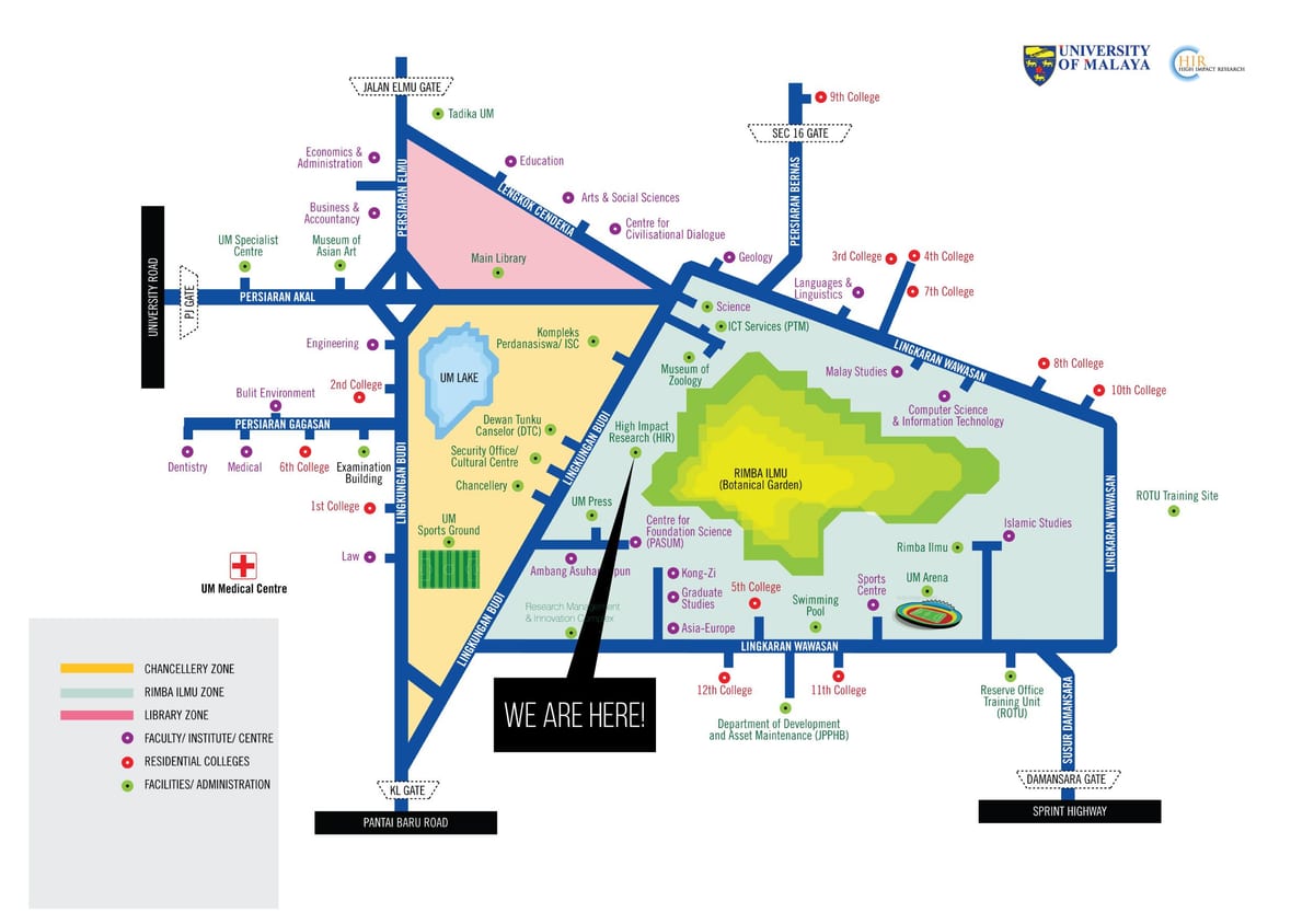地图上的马来亚大学