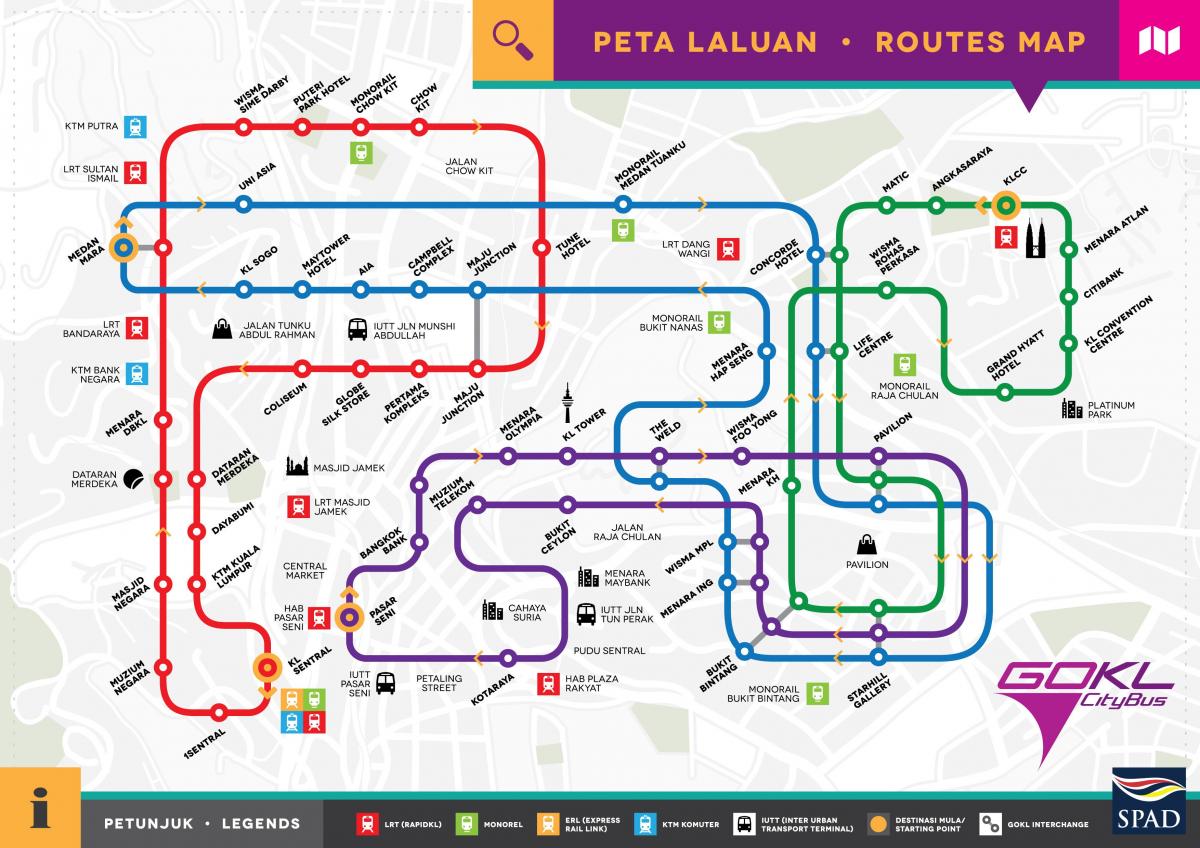 去吉隆坡市区公共汽车路线图