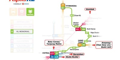 马来西亚的火车线地图